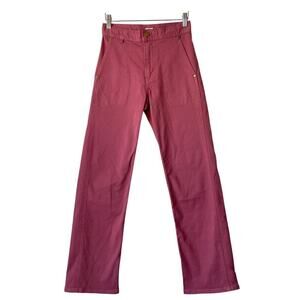 The Only Jane Women Chino Straight Leg Pant Trouser in Pink Maroon Size 2